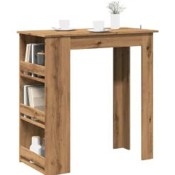 vidaXL Table de bar avec étagère de rangement chêne artisanal