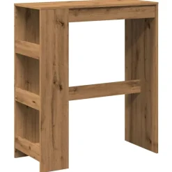 Tables-vidaXL Table de bar avec étagères chêne artisanal bois d'ingénierie ch&ecirc;ne artisanal