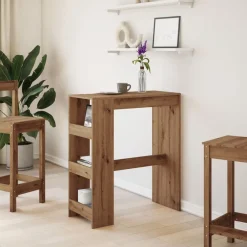 Tables-vidaXL Table de bar avec étagères chêne artisanal bois d'ingénierie ch&ecirc;ne artisanal
