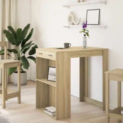 Tables-vidaXL Table de bar chêne sonoma 102x70x103,5 cm bois d'ingénierie Ch&ecirc;ne sonoma