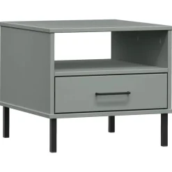 vidaXL Table de chevet avec pieds en métal Bois pin massif OSLO