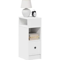 Tables-vidaXL Table de chevet avec tiroir 25x31x66 cm Blanc