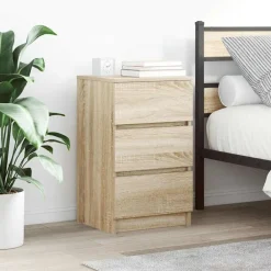 vidaXL Table de chevet avec 3 tiroirs chêne sonoma 39x35x65 cm