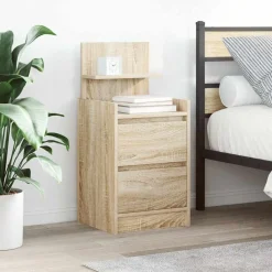 vidaXL Table de chevet avec 2 tiroirs chêne sonoma 38x34x80 cm