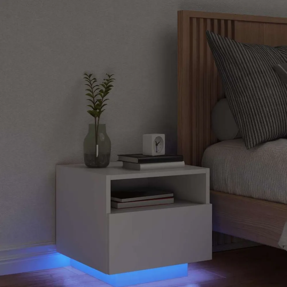 vidaXL Table de chevet avec lumières LED 40x39x37 cm