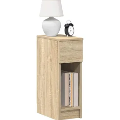 Tables-vidaXL Table de chevet avec tiroir chêne sonoma 20x36x60 cm Ch&ecirc;ne sonoma