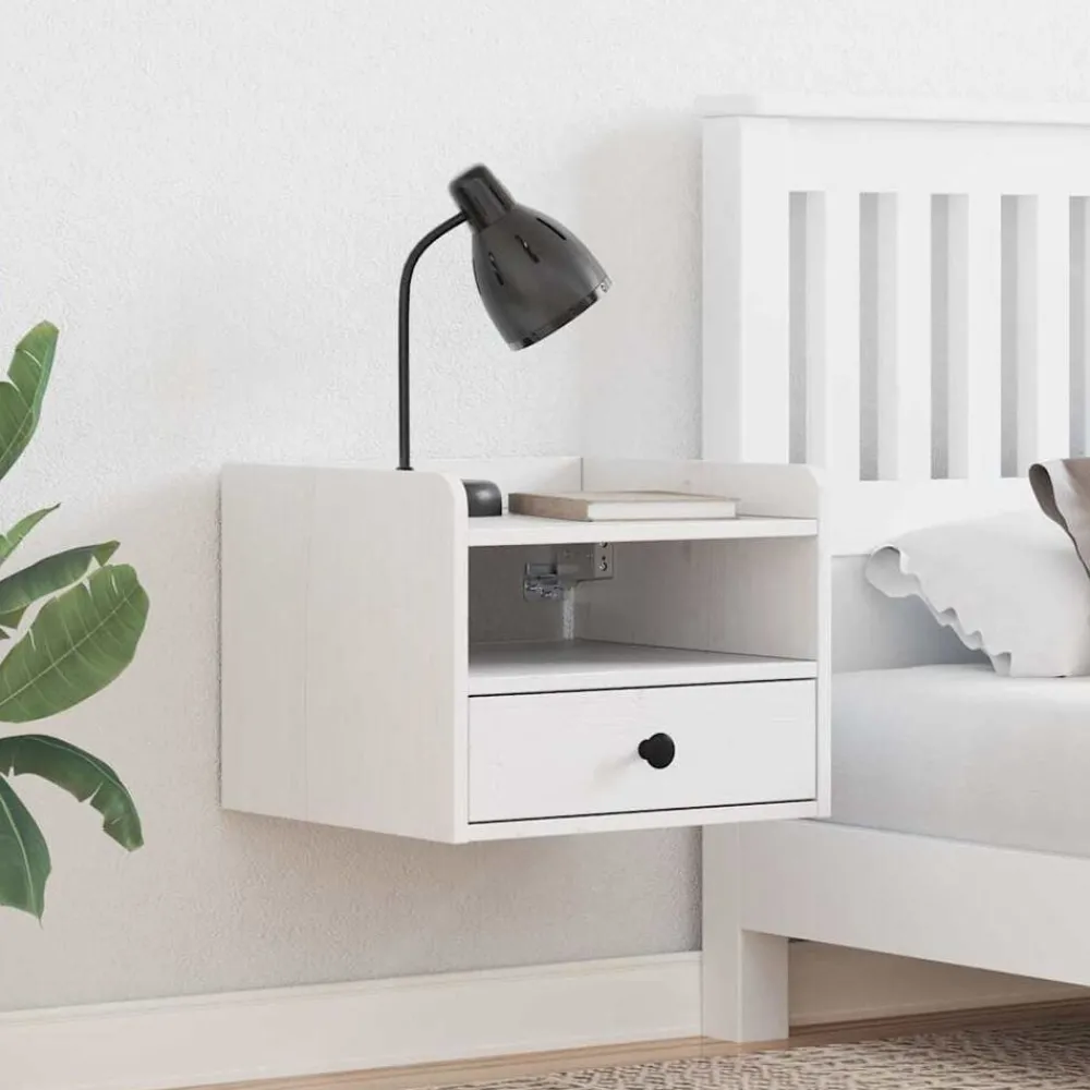 Tables-vidaXL Table de chevet 38 x 36 x 29,5 cm Bois massif en pin Blanc