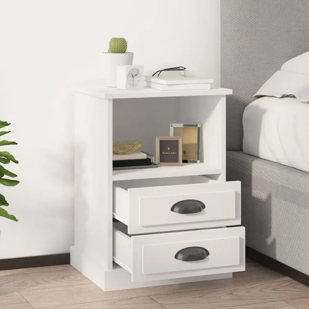 Tables-vidaXL Table de chevet 43x36x60 cm Blanc