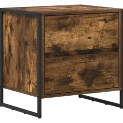 Tables-vidaXL Table de chevet Chêne Fumé 50 x 39,5 x 50 cm Bois d'ingénierie Ch&ecirc;ne fumé