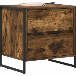 Tables-vidaXL Table de chevet Chêne Fumé 50 x 39,5 x 50 cm Bois d'ingénierie Ch&ecirc;ne fumé