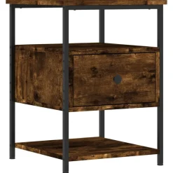 vidaXL Table de chevet chêne fumé 40x42x56 cm bois d'ingénierie