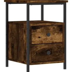 Tables-vidaXL Table de chevet chêne fumé 34x35,5x50 cm bois d'ingénierie Ch&ecirc;ne fumé