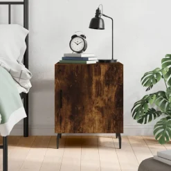 vidaXL Table de chevet chêne fumé 40x40x50 cm bois d'ingénierie