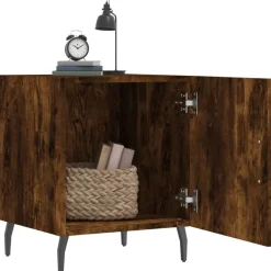 vidaXL Table de chevet chêne fumé 40x40x50 cm bois d'ingénierie