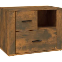 vidaXL Table de chevet Chêne fumé 60x36x45 cm Bois d'ingénierie