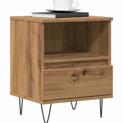 Tables-vidaXL Table de chevet chêne artisanal 40x35x50 cm bois d’ingénierie ch&ecirc;ne artisanal