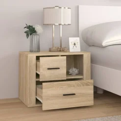 Tables-vidaXL Table de chevet Chêne sonoma 60x36x45 cm Bois d'ingénierie Ch&ecirc;ne sonoma
