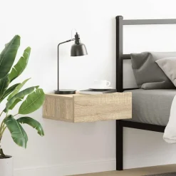 vidaXL Table de chevet flottante Chêne sonoma Bois d'ingénierie