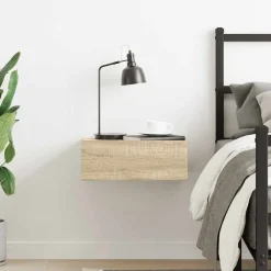 vidaXL Table de chevet flottante Chêne sonoma Bois d'ingénierie