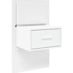 Tables-vidaXL Table de chevet murale avec lumières LED Blanc