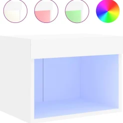 vidaXL Table de chevet murale avec lumières LED