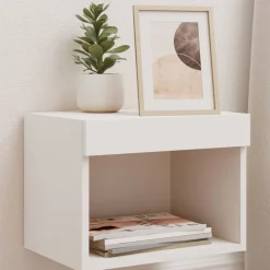 vidaXL Table de chevet murale avec lumières LED