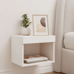 vidaXL Table de chevet murale avec lumières LED