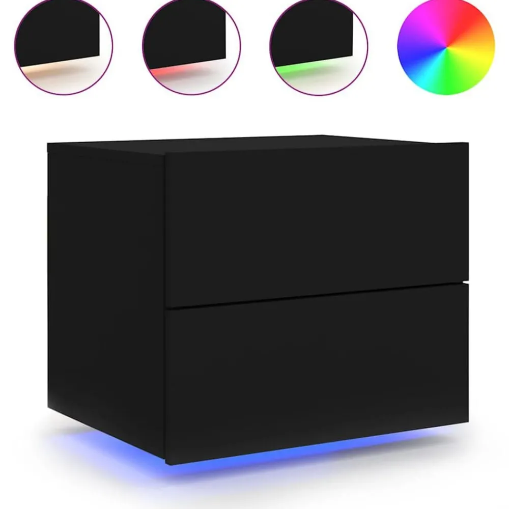 vidaXL Table de chevet murale avec lumières LED