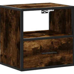 vidaXL Table de chevet murale Chêne fumé 40x31x39,5 cm
