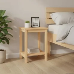 vidaXL Table de chevet naturel 35x30x47 cm bois de pin massif