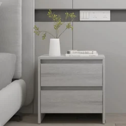Tables-vidaXL Table de chevet 45x34,5x44,5 cm bois d’ingénierie Sonoma gris