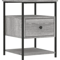 Tables-vidaXL Table de chevet 40x42x56 cm bois d'ingénierie Sonoma gris