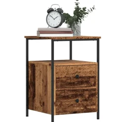 Tables-vidaXL Table de chevet 34x35,5x50 cm bois d’ingénierie Vieux bois