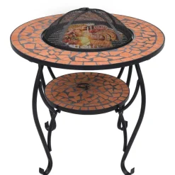 vidaXL Table de foyer mosaïque Terre cuite 68 cm Céramique