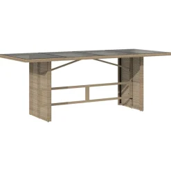 vidaXL Table de jardin avec dessus en verre résine tressée