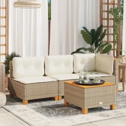vidaXL Table de jardin 55x55x36 cm résine tressée et bois acacia