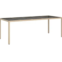 Mobilier De Jardin-vidaXL Table de Jardin Beige 250 x 100 x 75 cm polyrotin Beige et noir