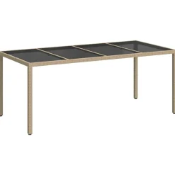 Mobilier De Jardin-vidaXL Table de Jardin Beige 190 x 90 x 75 cm polyrotin Beige et noir