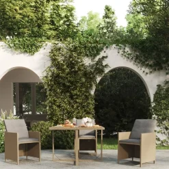 Mobilier De Jardin-vidaXL Table de jardin 109x107x74 cm Résine tressée bois massif Beige