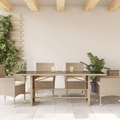 Mobilier De Jardin-vidaXL Table de jardin dessus en verre 190x80x74 cm Beige