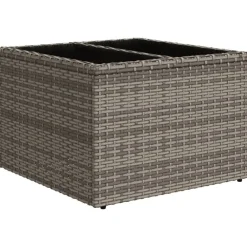 vidaXL Table de jardin dessus en verre 55x55x37 cm résine tressée