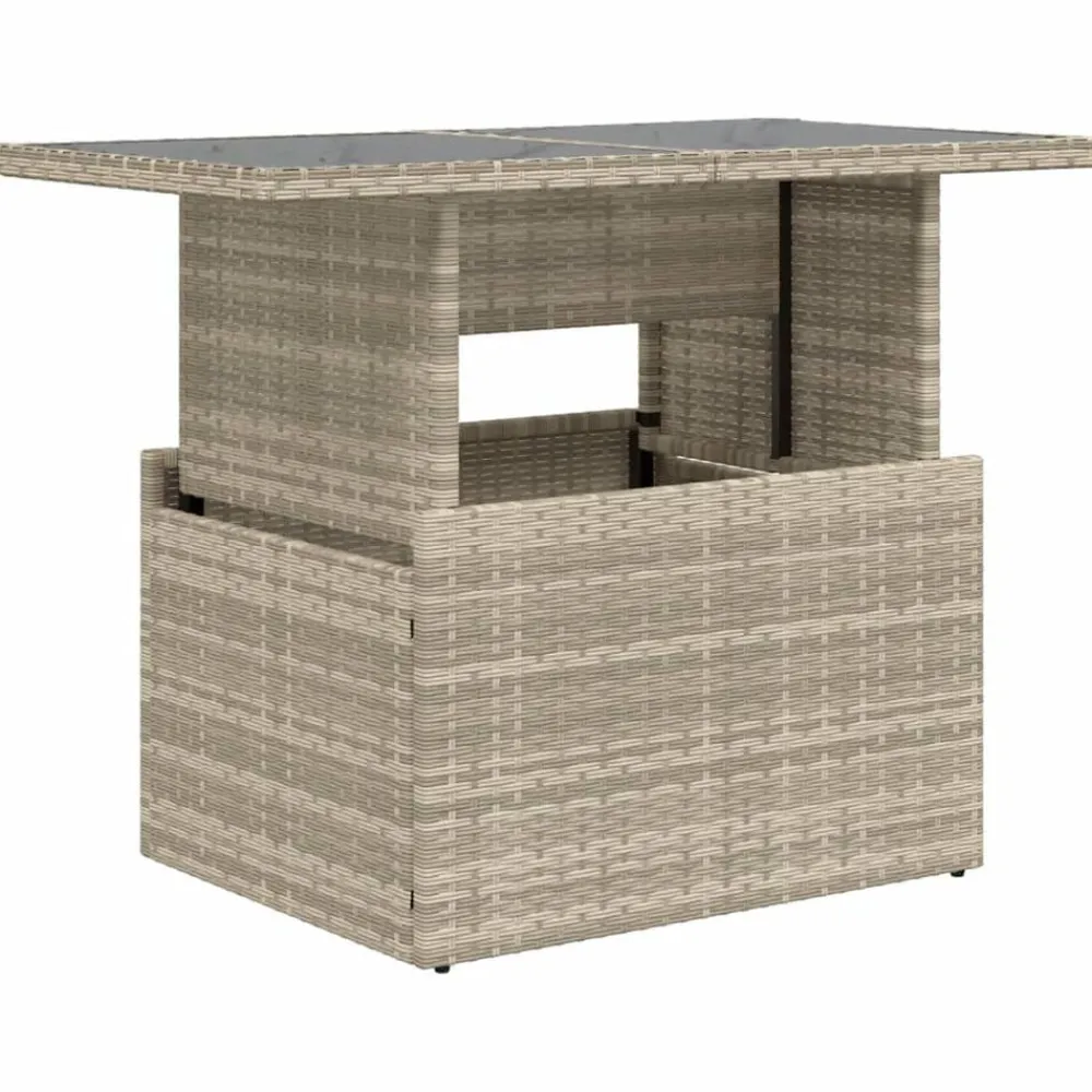 vidaXL Table de jardin dessus en verre 100x55x73 cm rotin
