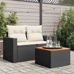 Mobilier De Jardin-vidaXL Table de jardin e 55 x 55 x 37 cm en résine tressée et bois d'acacia Noir