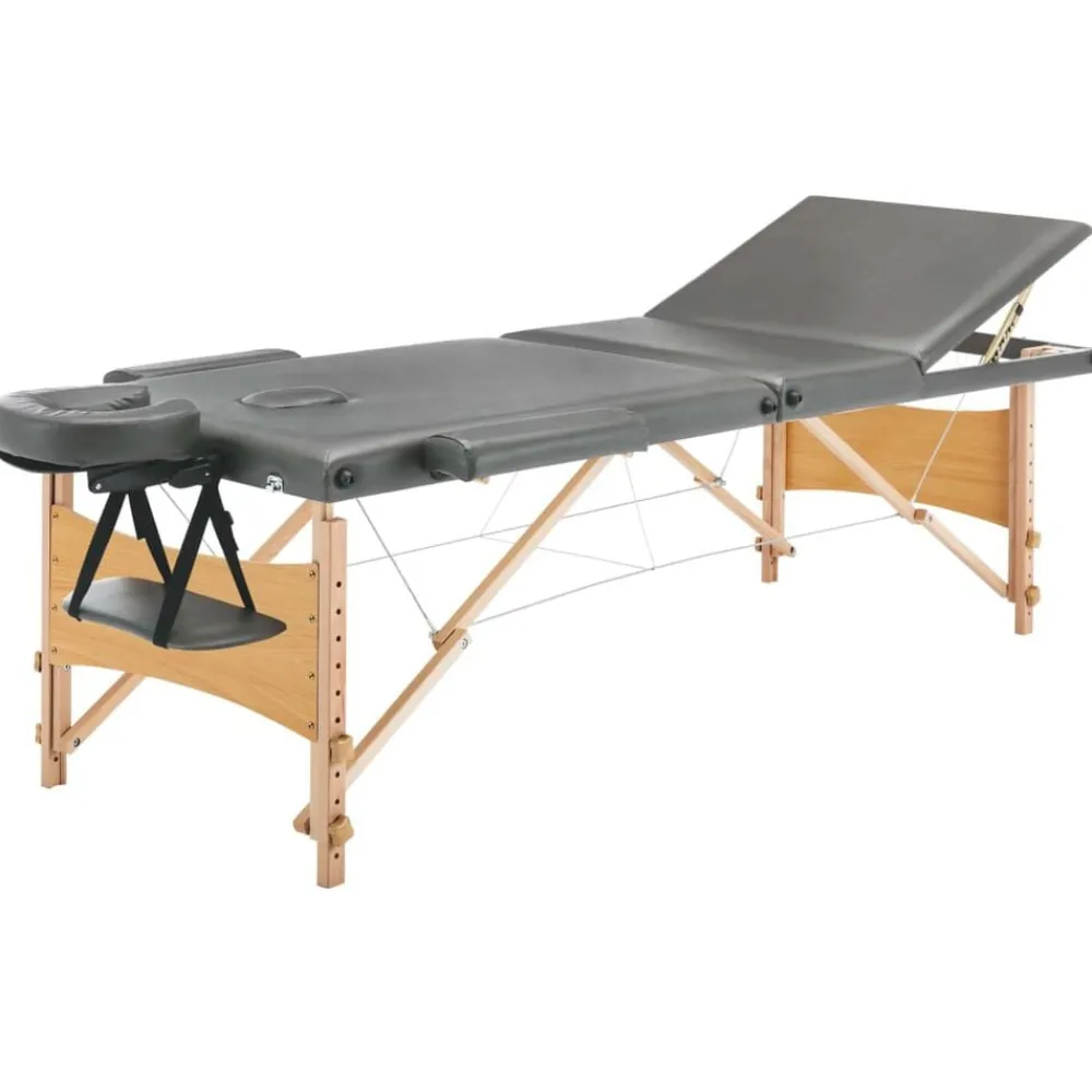 vidaXL Table de massage avec 3 zones Cadre en bois 186x68cm
