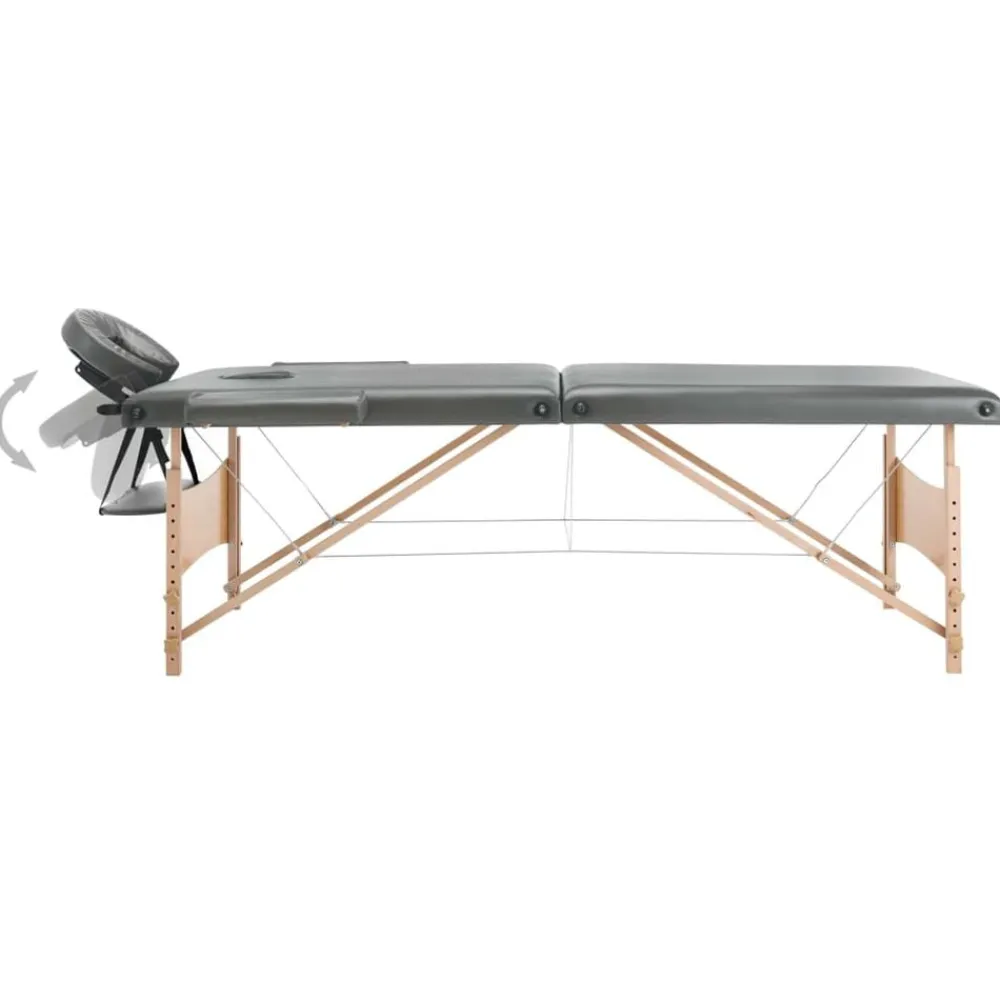 Santé & Beauté-vidaXL Table de massage avec 2 zones Cadre en bois 186x68cm Anthracite