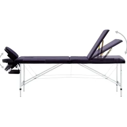 vidaXL Table de massage pliable 3 zones Aluminium