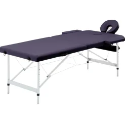 Santé & Beauté-vidaXL Table de massage pliable 2 zones Aluminium Violet