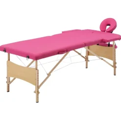 vidaXL Table de massage pliable 2 zones Bois