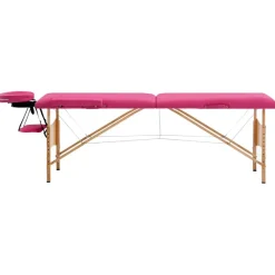 vidaXL Table de massage pliable 2 zones Bois