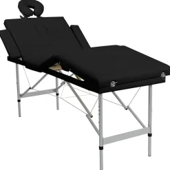 Santé & Beauté-vidaXL Table de massage pliable 4 zones avec cadre en aluminium Noir